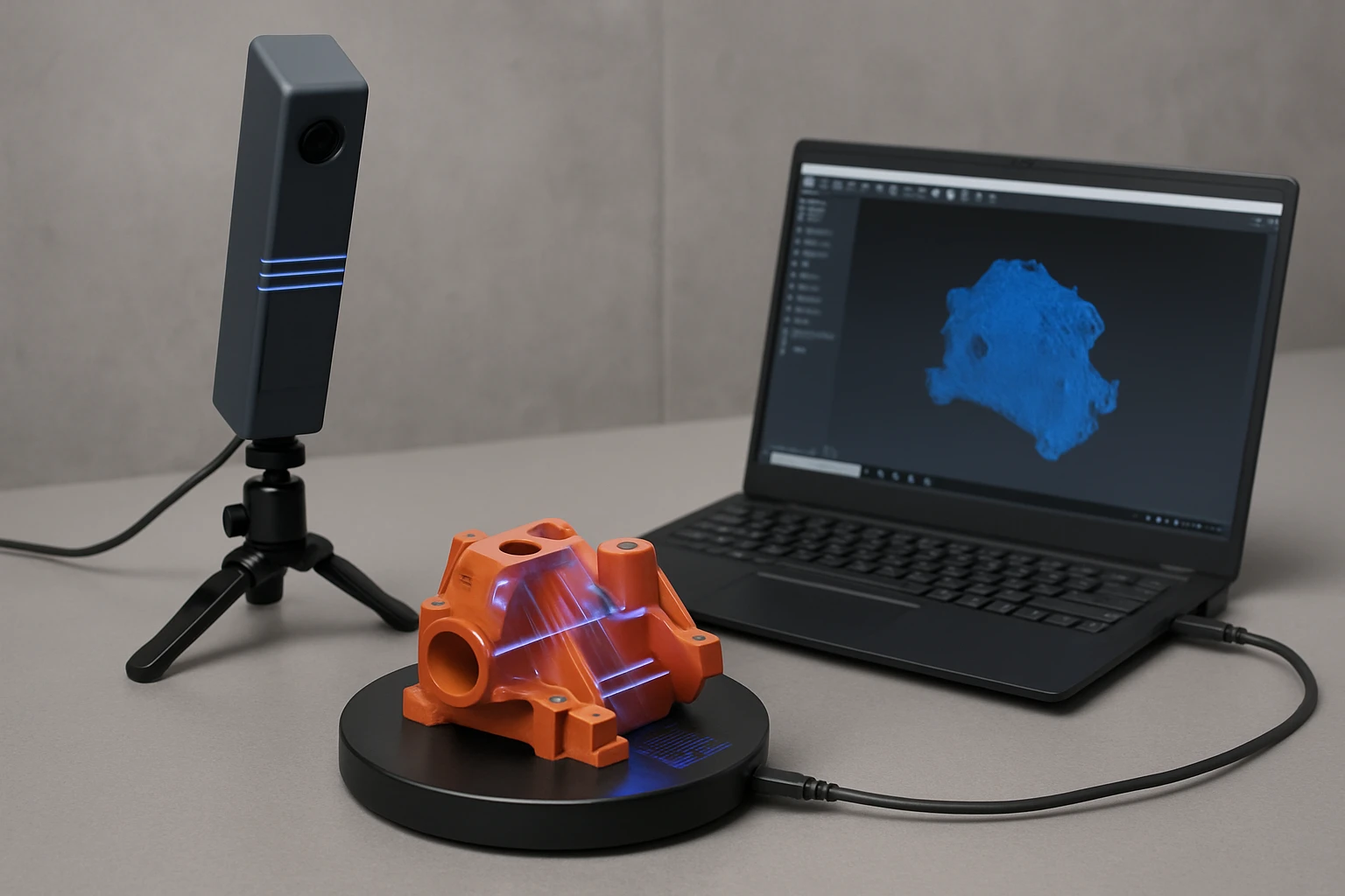 Professioneller 3D-Scanner Setup für Reverse Engineering: Präzise Erfassung von Bauteilen für CAD-Rekonstruktion